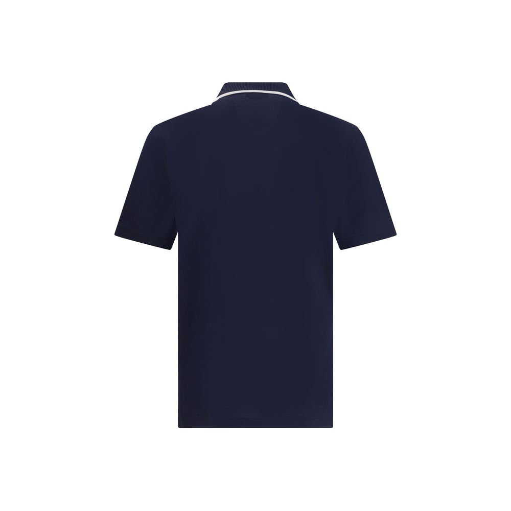 Ferragamo Blue Cotton Polo Shirt