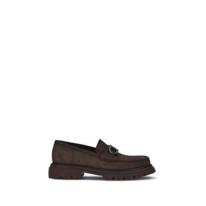 Ferragamo Brown Calf Leather Bos Taurus Slip-On Loafers Ferragamo