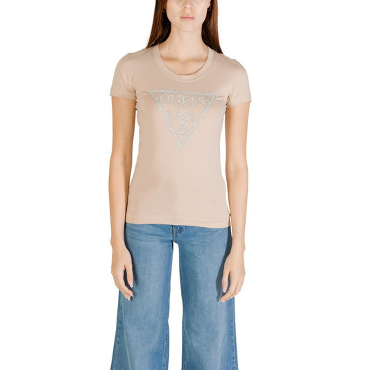Guess Beige Cotton T-Shirt Guess