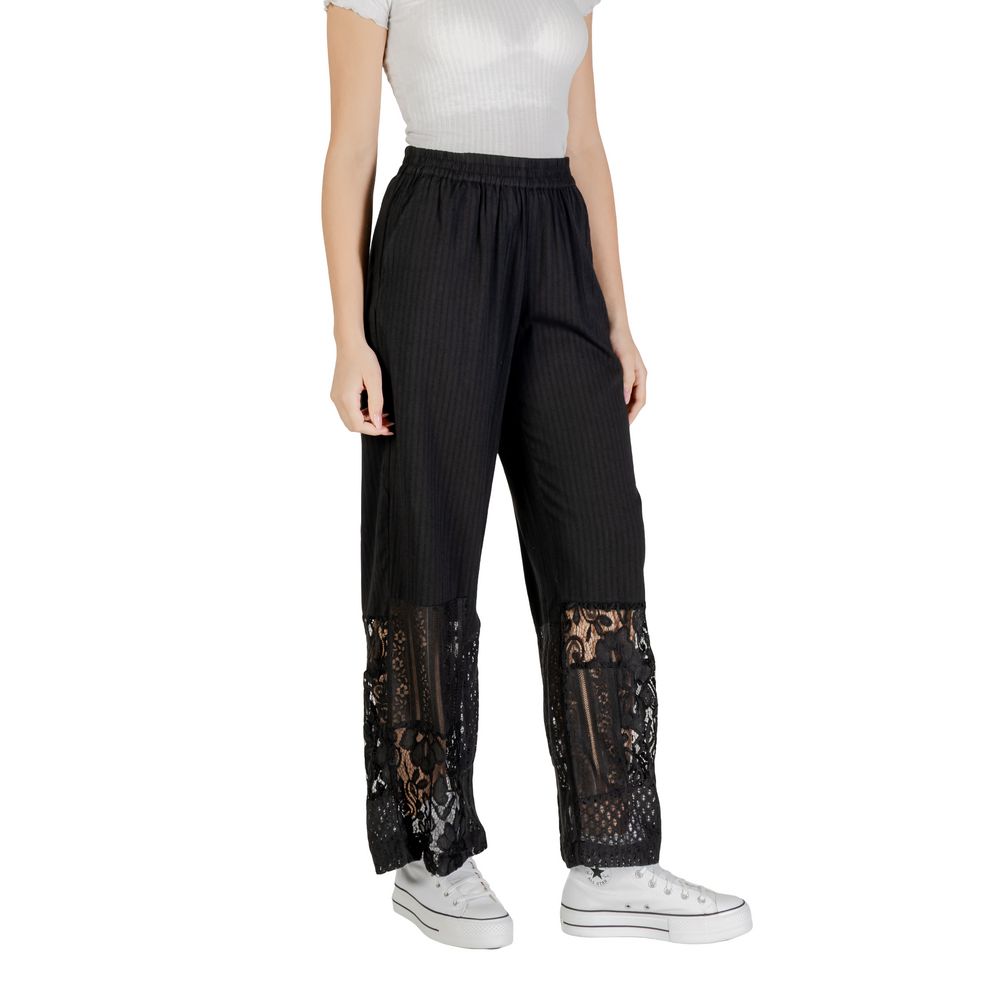 ICHI Black Cotton Pant ICHI