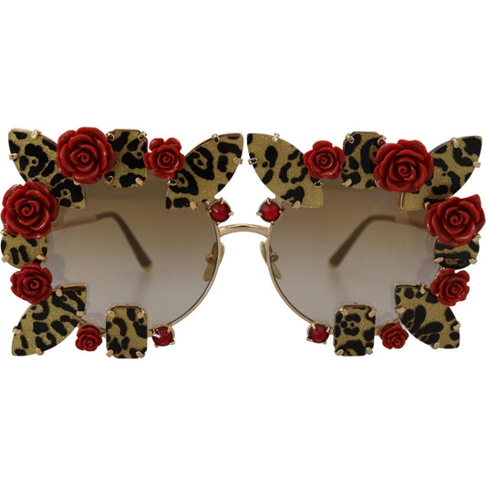 Elegant Round Rose-Embellished Sunglasses Dolce & Gabbana