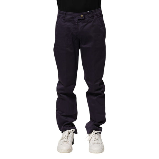 Incotex Dark Purple Mid Waist Casual Straight Pants Incotex