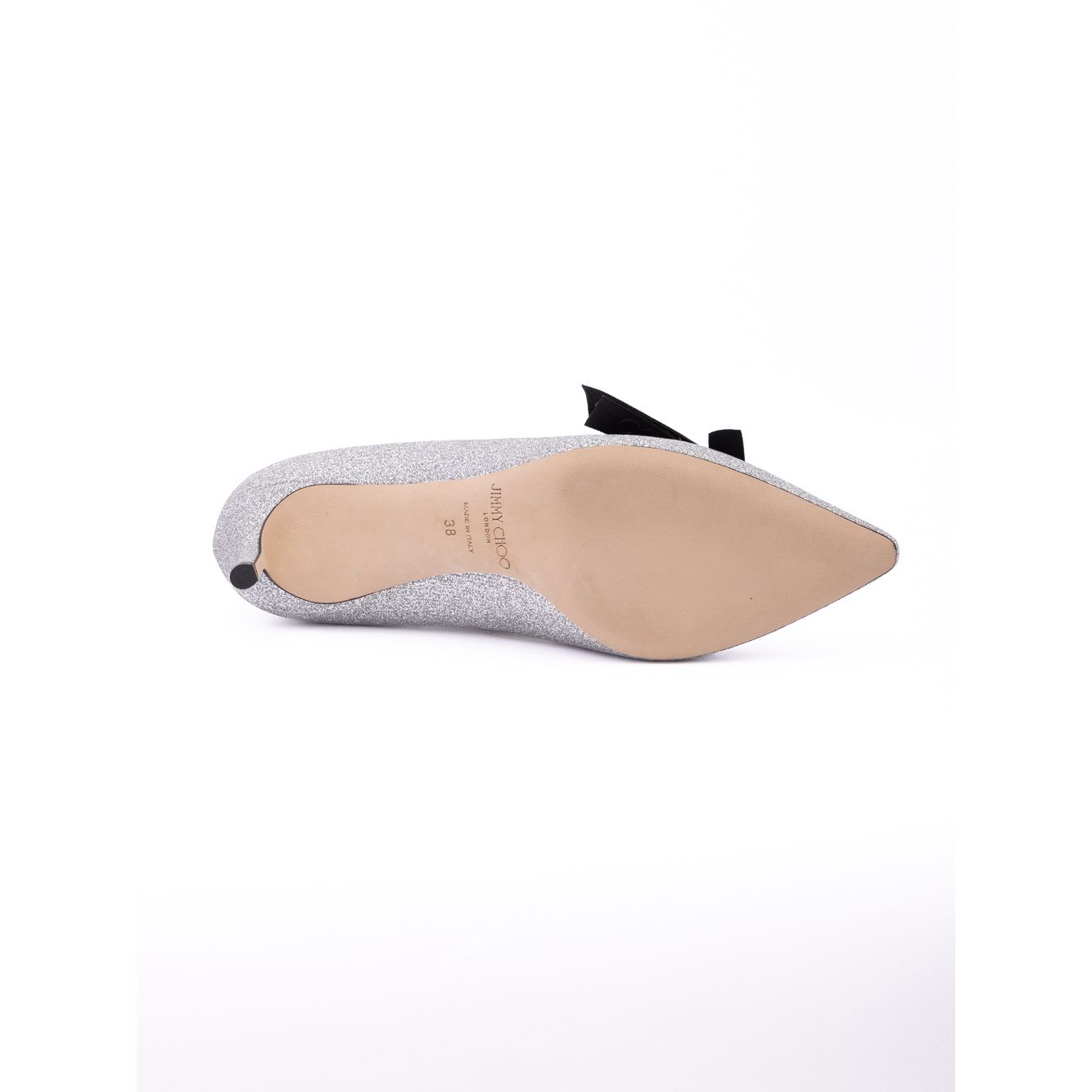 Jimmy Choo Silver Fine Glitter Fabric Romy 60 Pumps