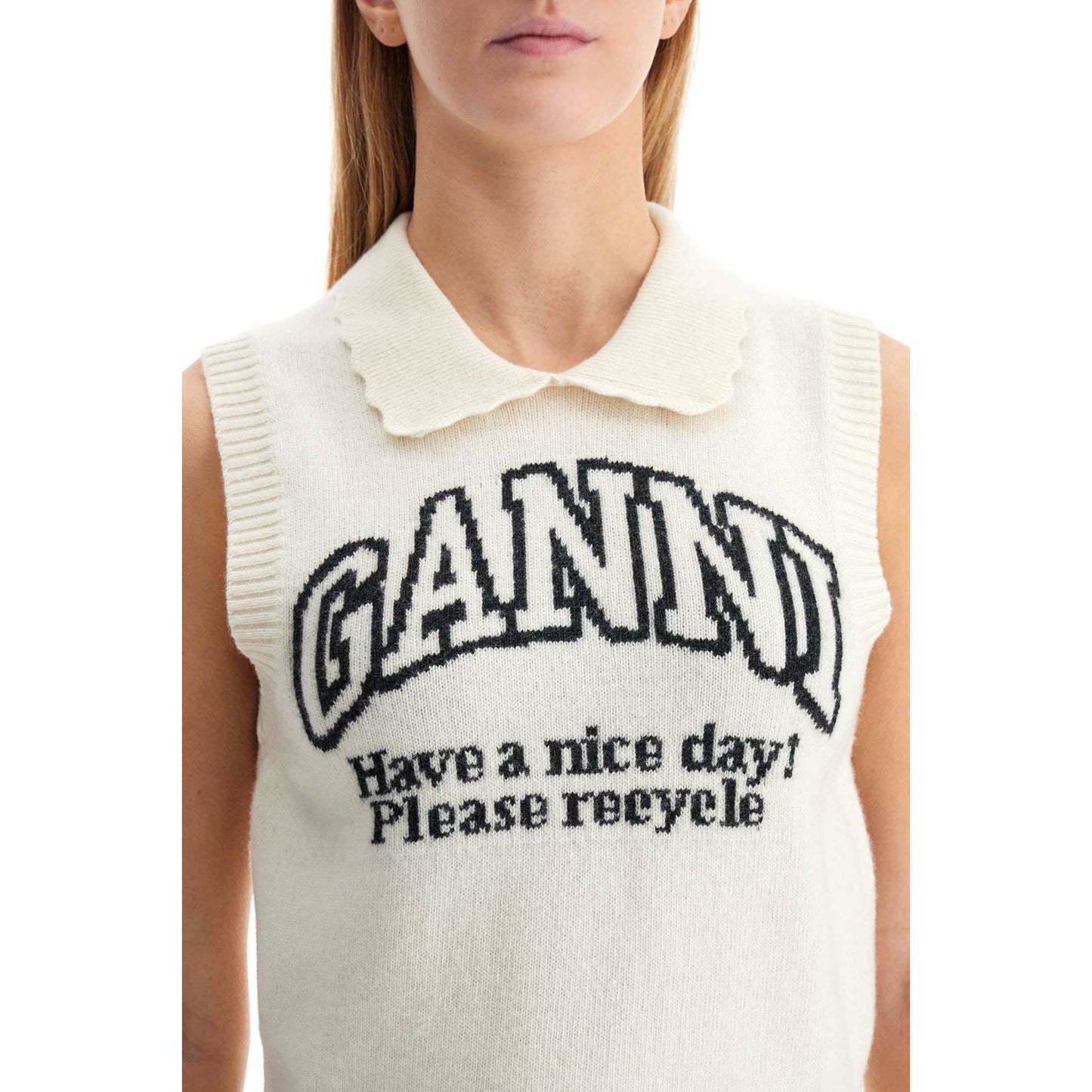 Ganni knitted vest with collar Knitwear Ganni