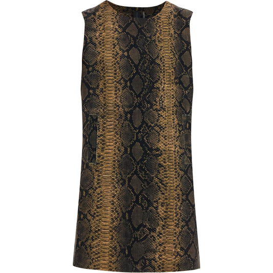 Norma Kamali brown python print sleeveless mini dress Dresses Norma Kamali Dark Slate Gray