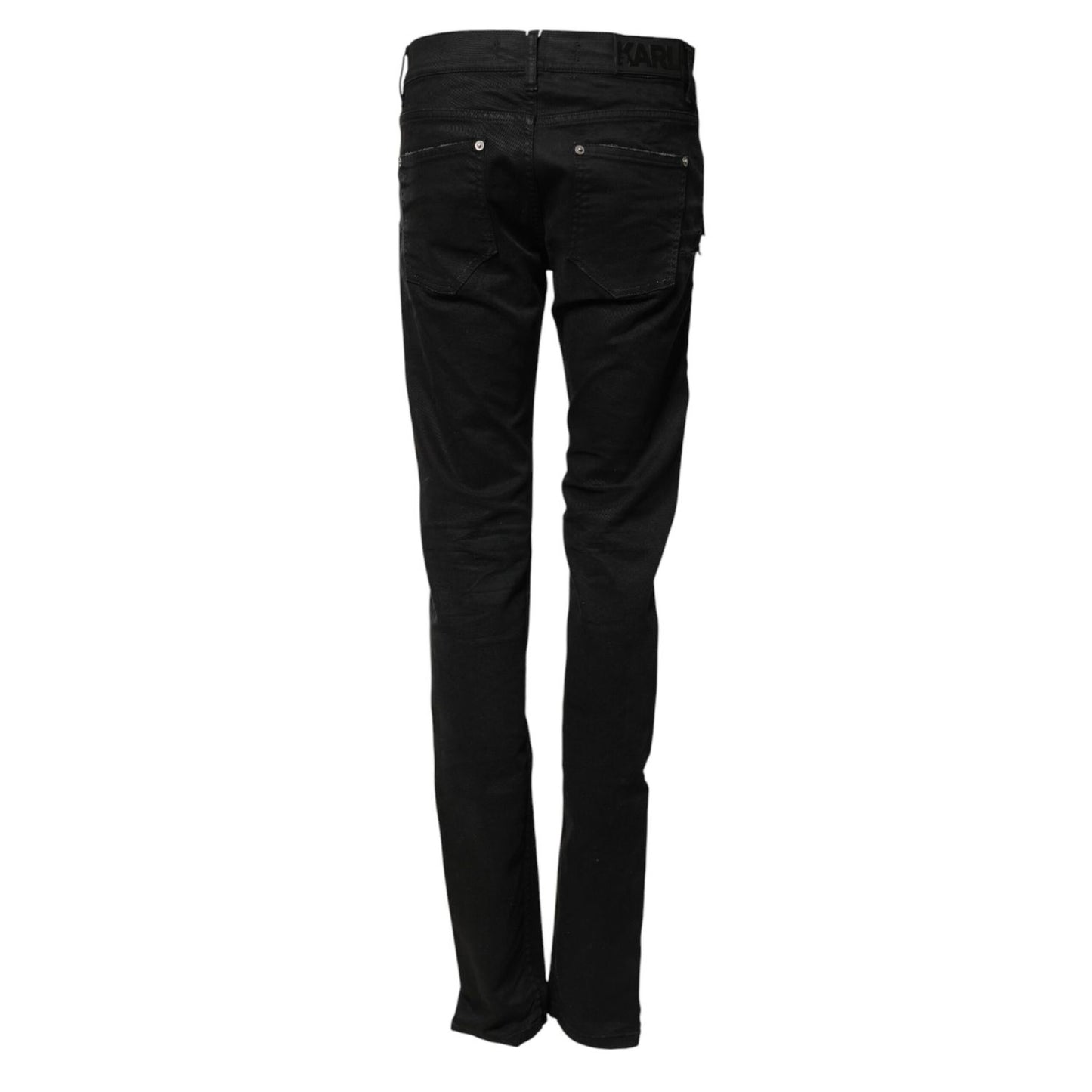 Karl Lagerfeld Black Tattered Men Skinny Denim Trouser Jeans Karl Lagerfeld