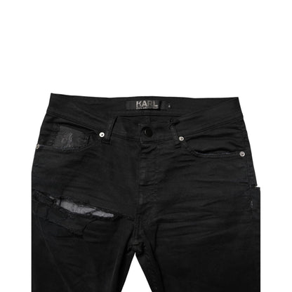 Karl Lagerfeld Black Tattered Men Skinny Denim Trouser Jeans Karl Lagerfeld