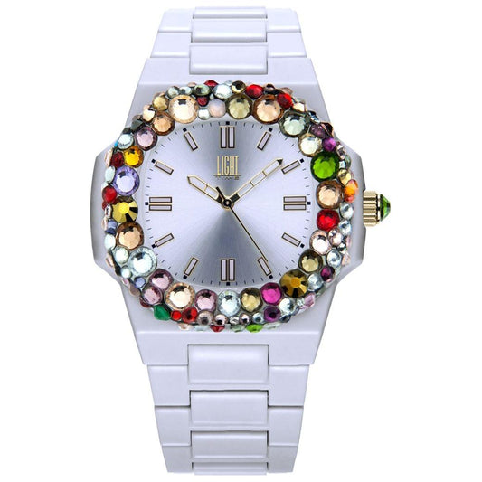 LIGHT TIME Mod. VELVET NAUTILUS - White Rainbow Strass WATCHES LIGHT TIME