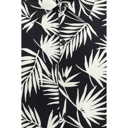 Laneus Black Viscose Pattern Shirt