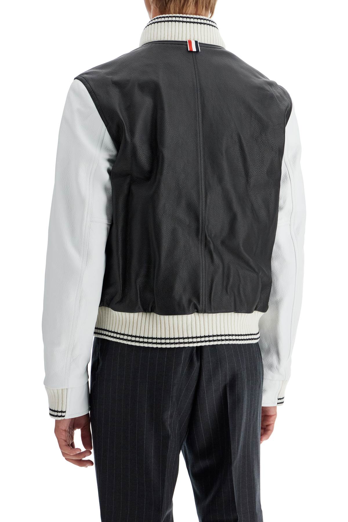 Thom Browne leather varsity bomber jacket Jackets Thom Browne