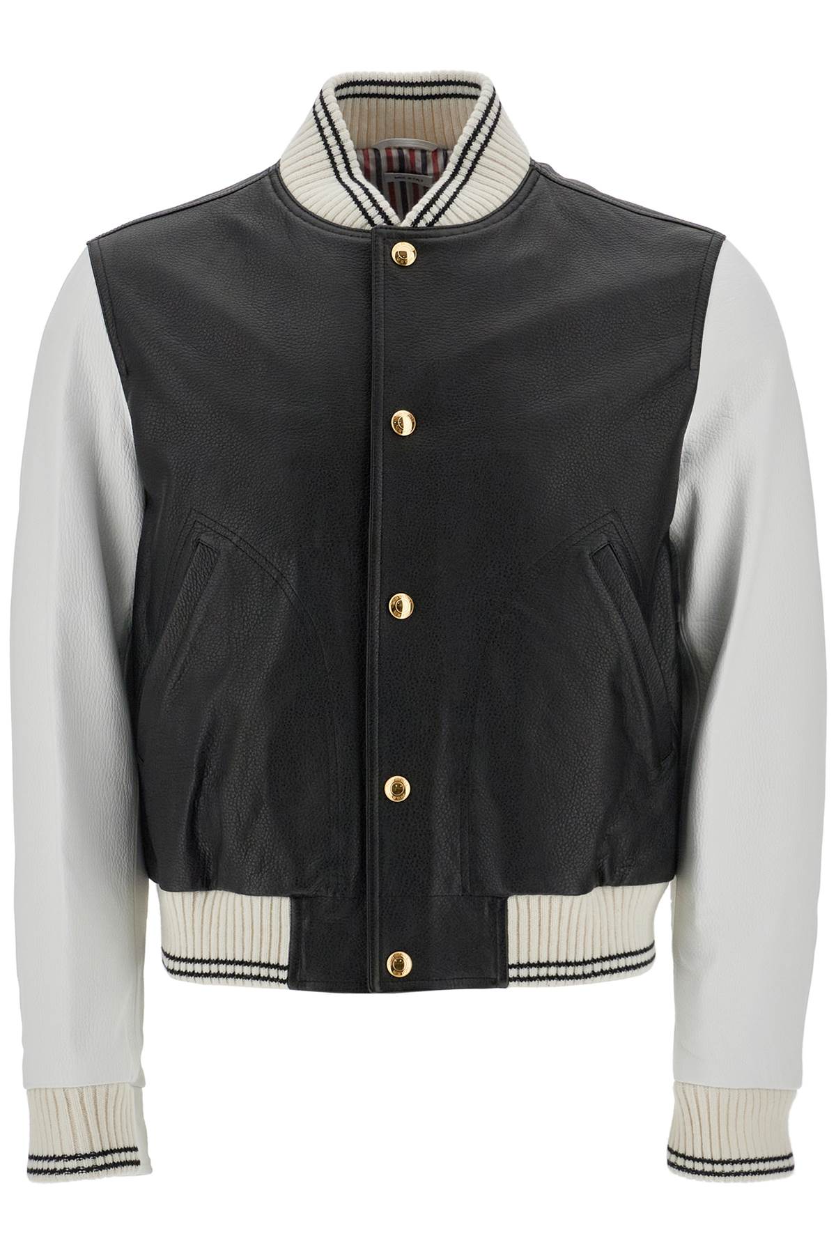 Thom Browne leather varsity bomber jacket Jackets Thom Browne