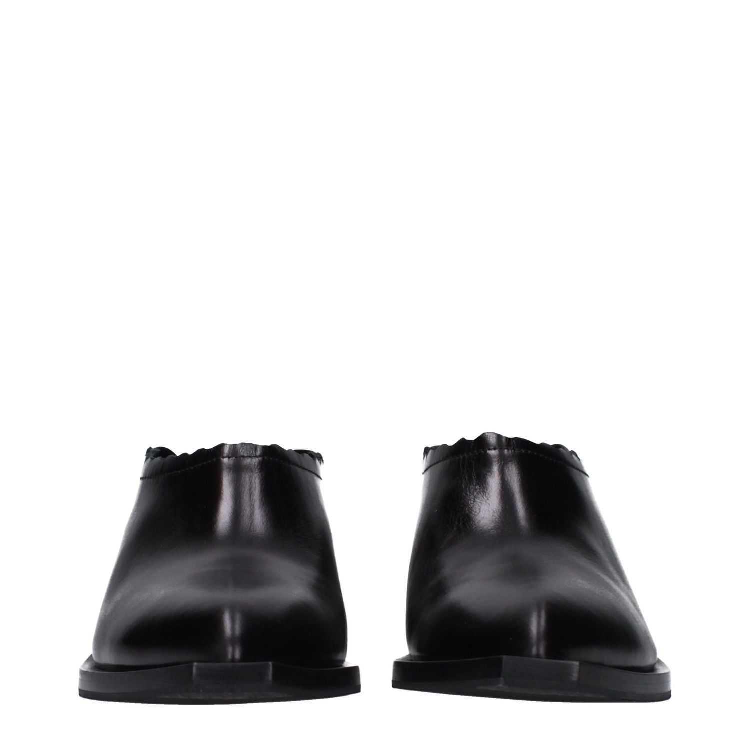 Moschino Black Leather Mules