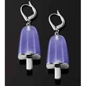 AMBROSINI JEWELS -  ORECCHINI ARGENTO 925°  ghiacciolo finitura bianca pietra viola medi(21x14 mm) DESIGNER FASHION JEWELLERY AMBROSINI JEWELS