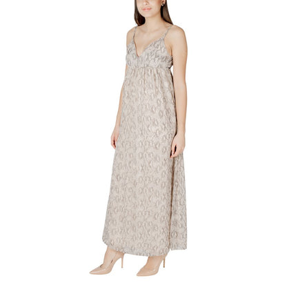 Only Beige Recycled Polyester Long Dress Only