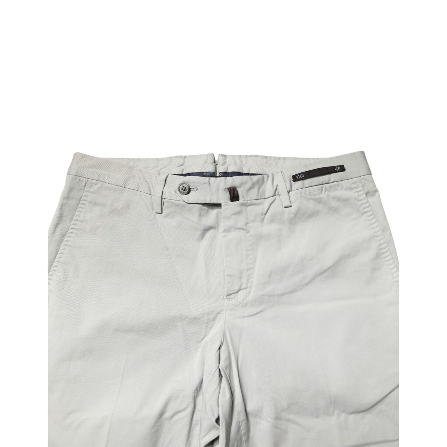 PT01 Light Gray Mid Waist Men Straight Chino Trouser Pants PT01