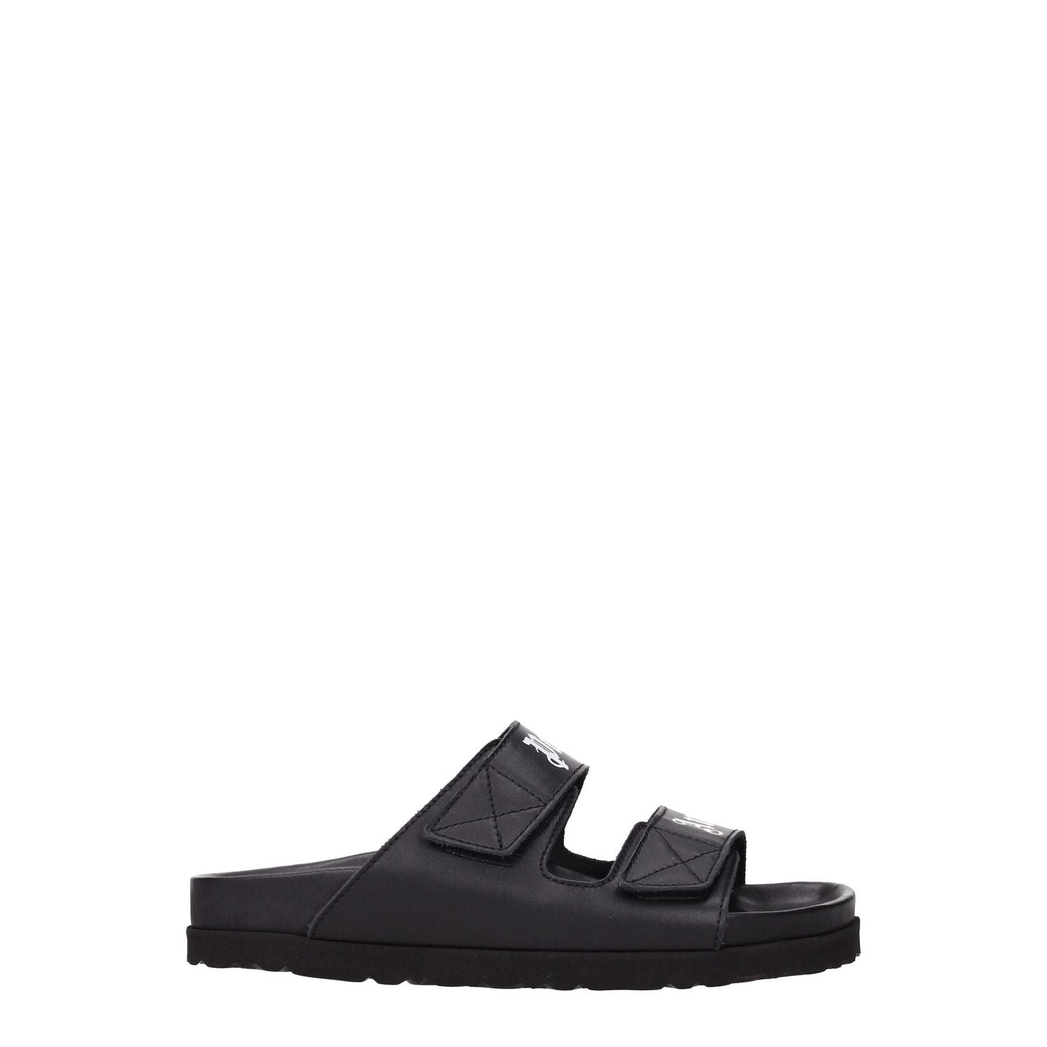 Palm Angels Black Leather Slippers