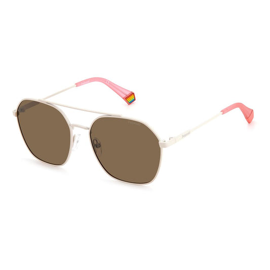 Polaroid Beige Stainless Steel Sunglasses Polaroid