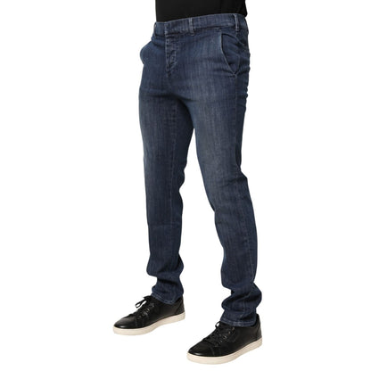 Prada Dark Blue Mid Waist Skinny Fit Men Denim Trouser Jeans Prada