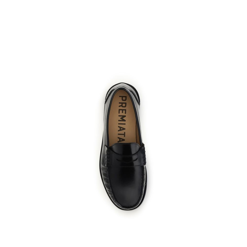 Premiata Black Calf Leather Bos Taurus Slip-On Loafers Premiata