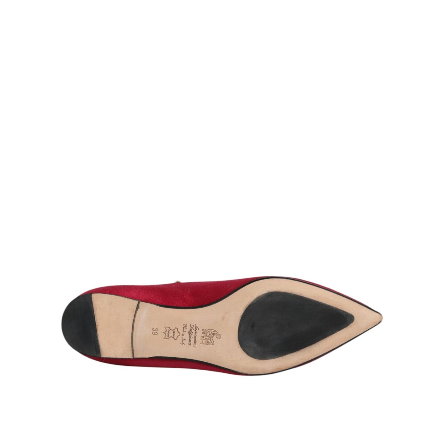 Prosperine Red Gold Studded Pointed Toe Ballet Flats Shoes Prosperine