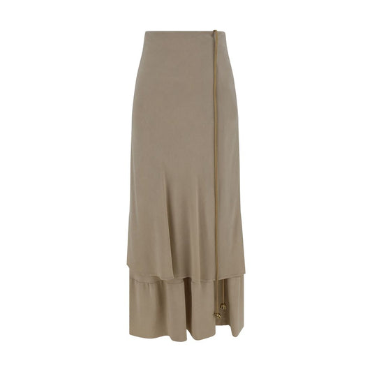 Quira Beige Silk Long Skirt Quira