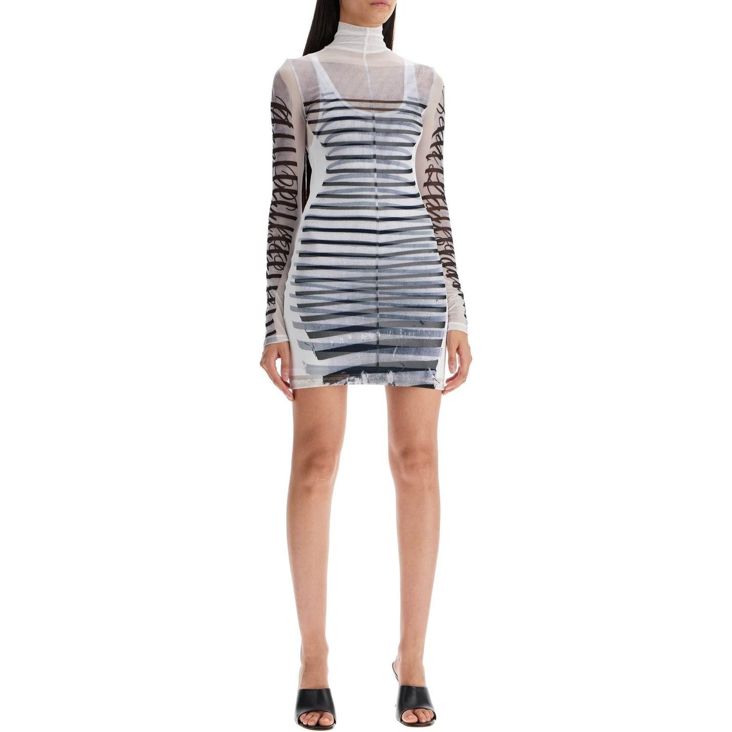 JEAN PAUL GAULTIER double layer mini dress with marinière print Dresses JEAN PAUL GAULTIER