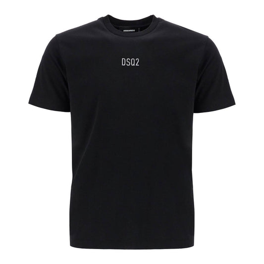 Dsquared2 black cotton t-shirt with embroidered logo Topwear Dsquared2