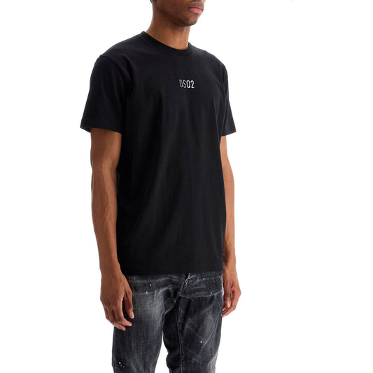 Dsquared2 black cotton t-shirt with embroidered logo Topwear Dsquared2