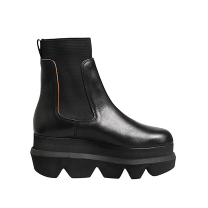 Sacai Black Chelsea Leather Pull On Women Ankle Boots Shoes