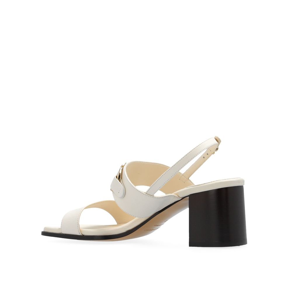 Salvatore Ferragamo White Calfskin Platform Sandals