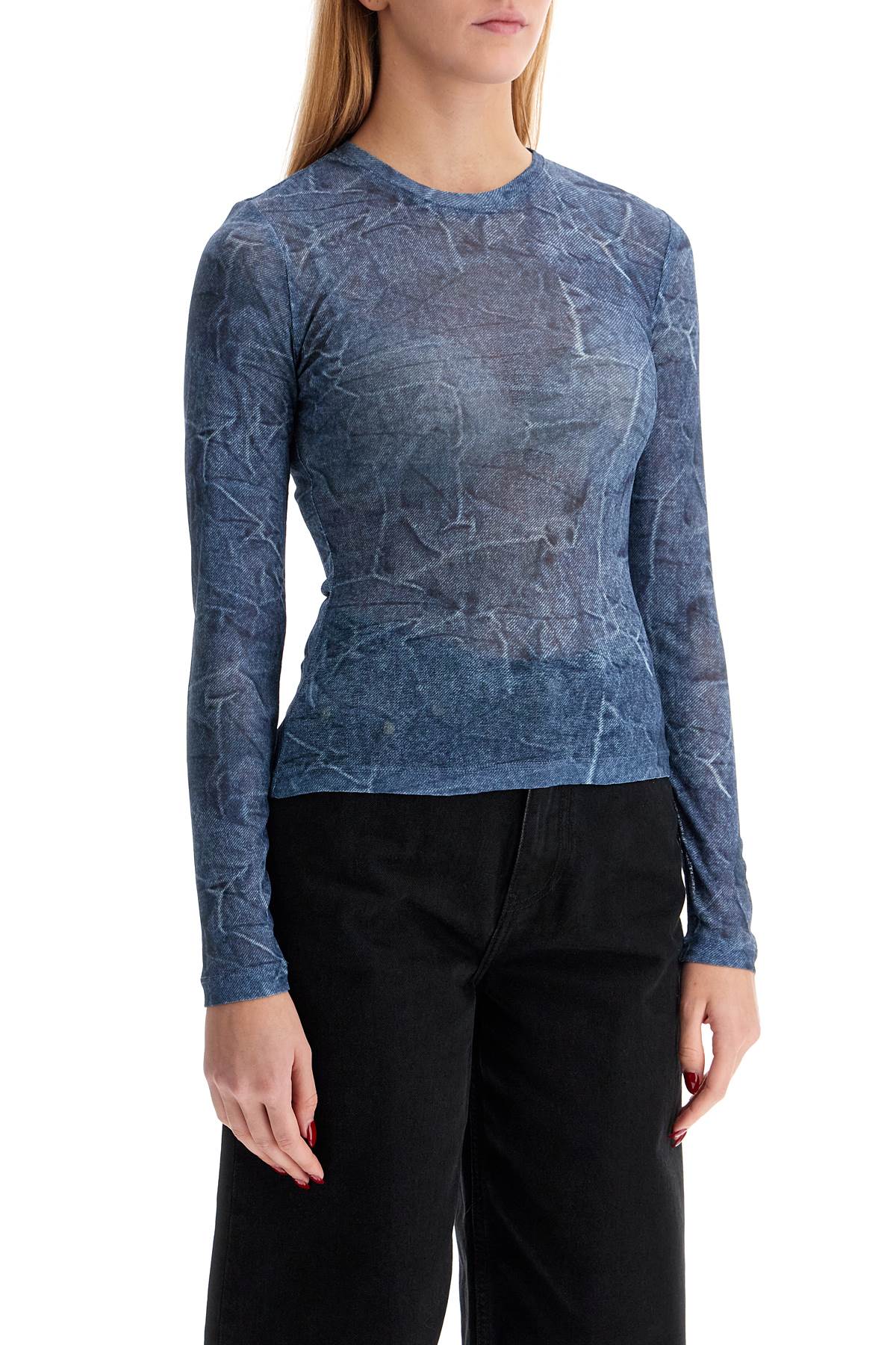 Ganni Ganni long-sleeved denim effect top for