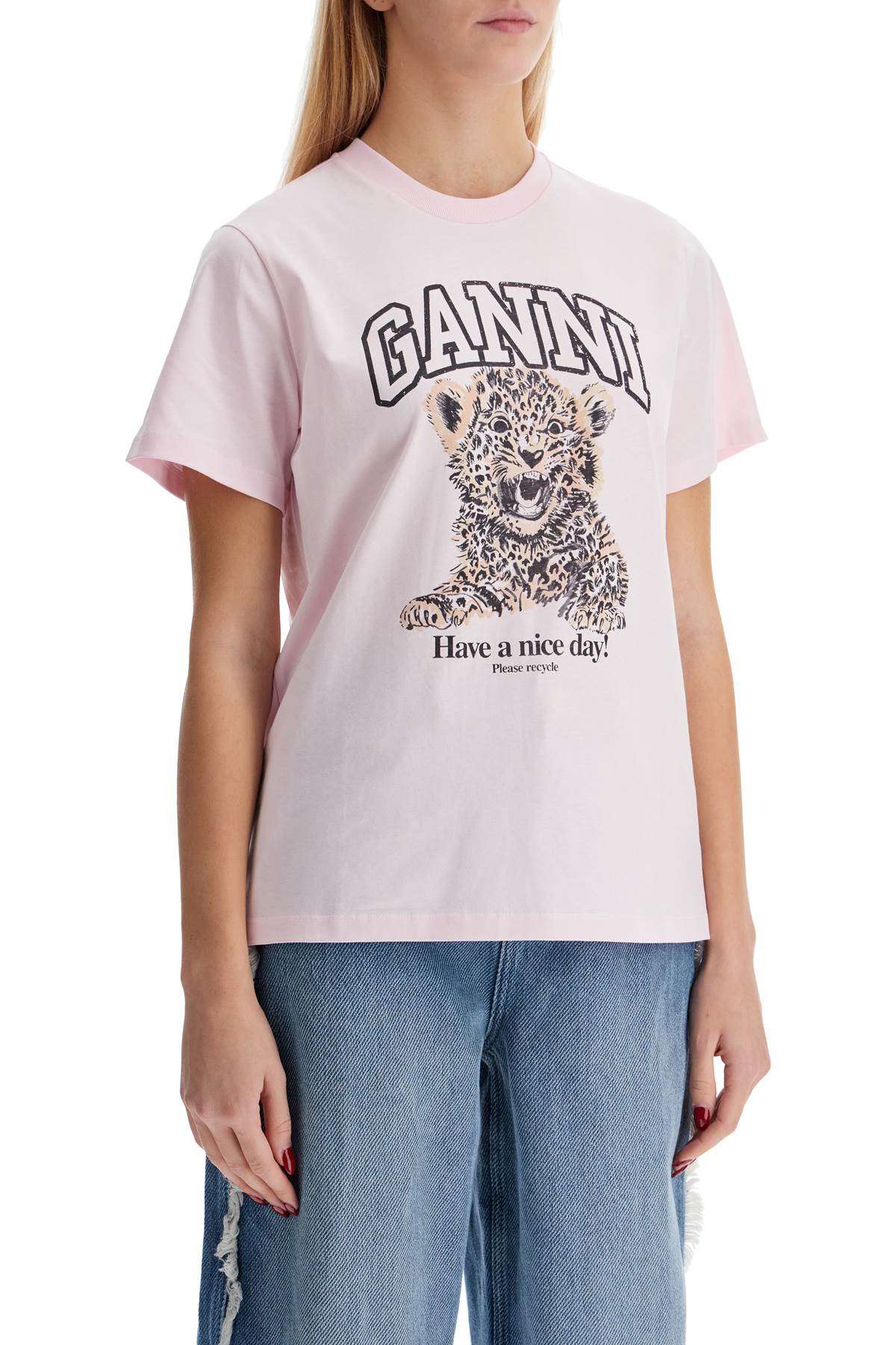 Ganni leopard print t-shirt with Topwear Ganni