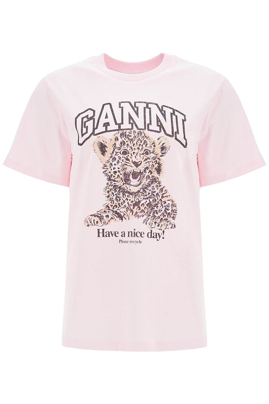 Ganni Ganni leopard print t-shirt with