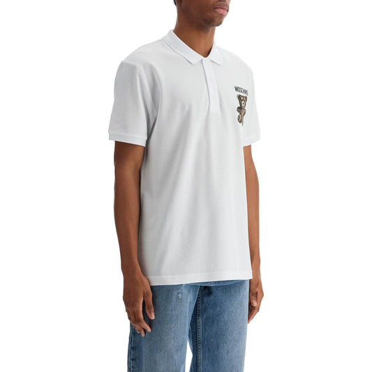 Moschino white cotton polo with embroidered logo Topwear Moschino Light Gray