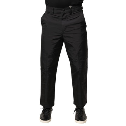 Valentino Black Mid Waist Men Tapered Dress Trouser Pants Valentino