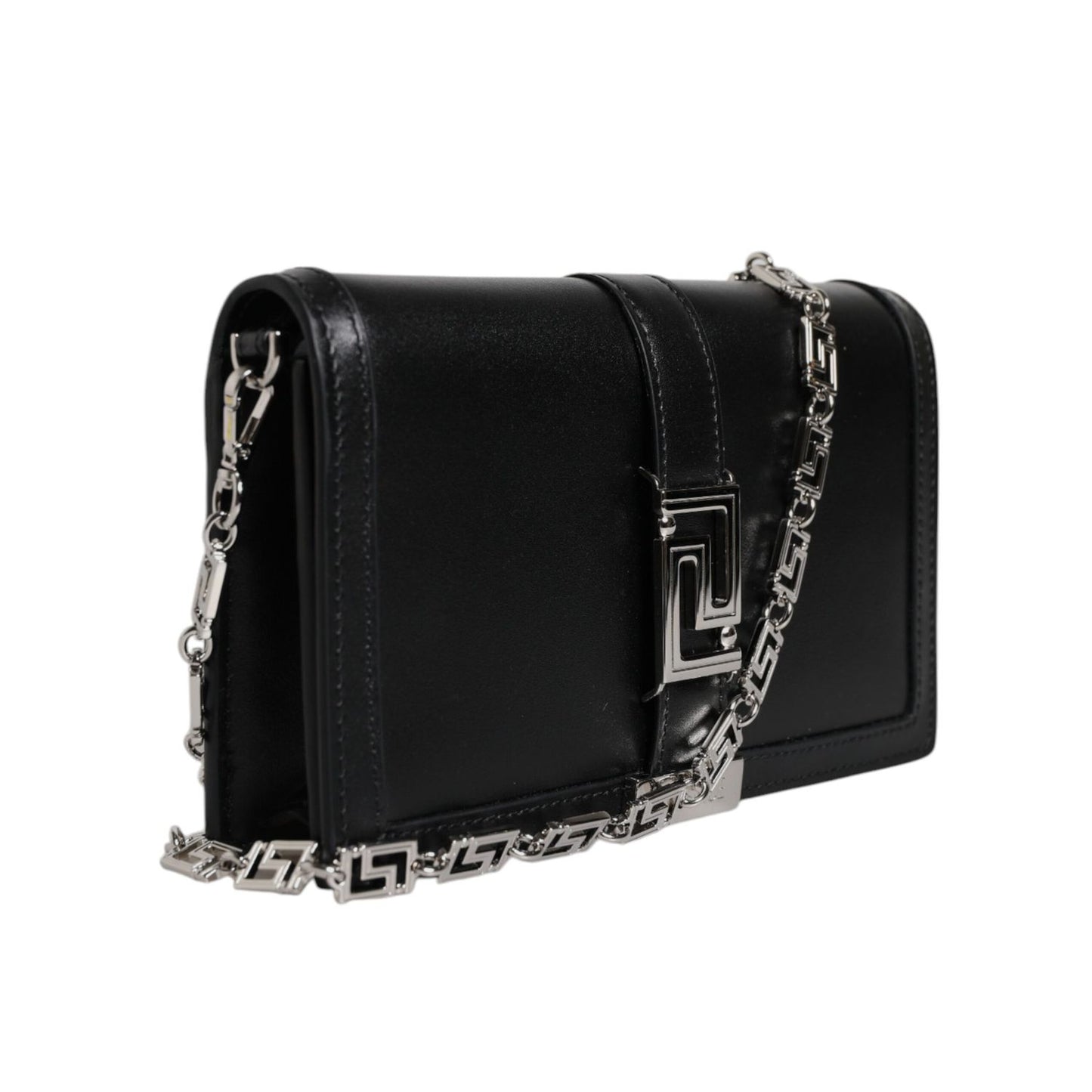Versace Black Calfskin Leather Chain Strap Shoulder Crossbody Bag Versace