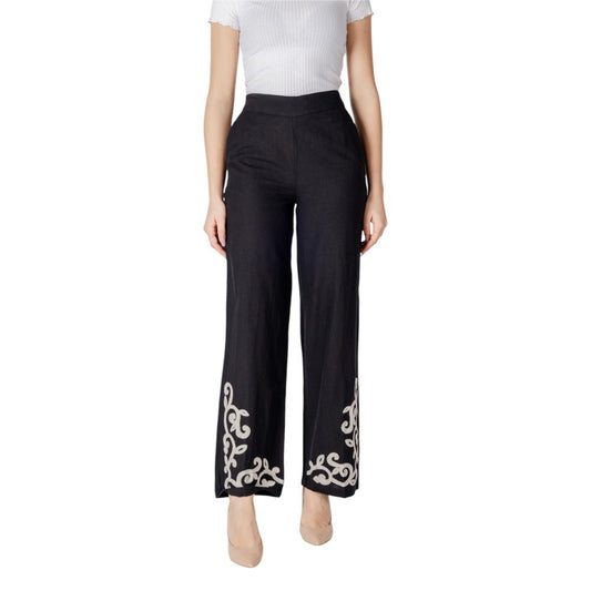 Vila Clothes Black Viscose Flared Pants