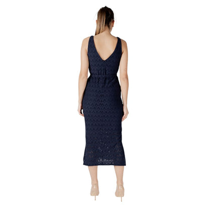 Vila Clothes Blue Recycled Polyester Midi Dress