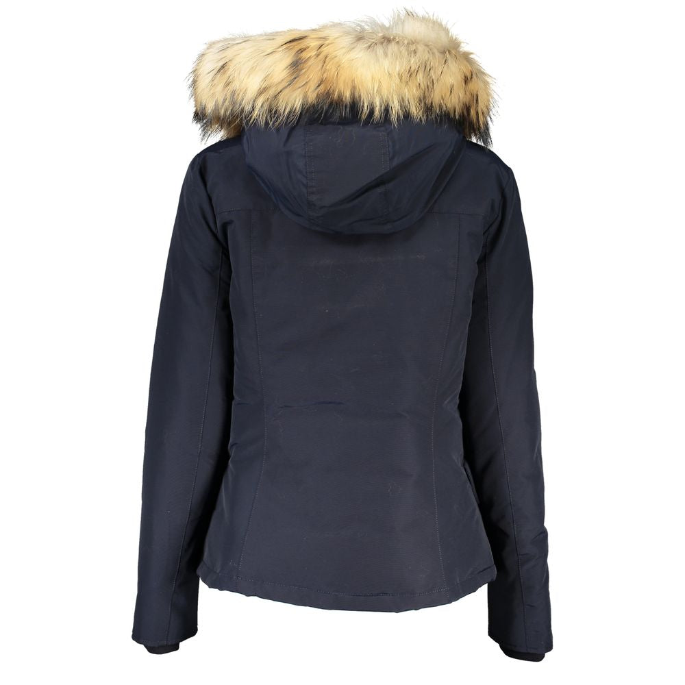 Woolrich Blue Cotton Women's Jacket with Hood Woolrich