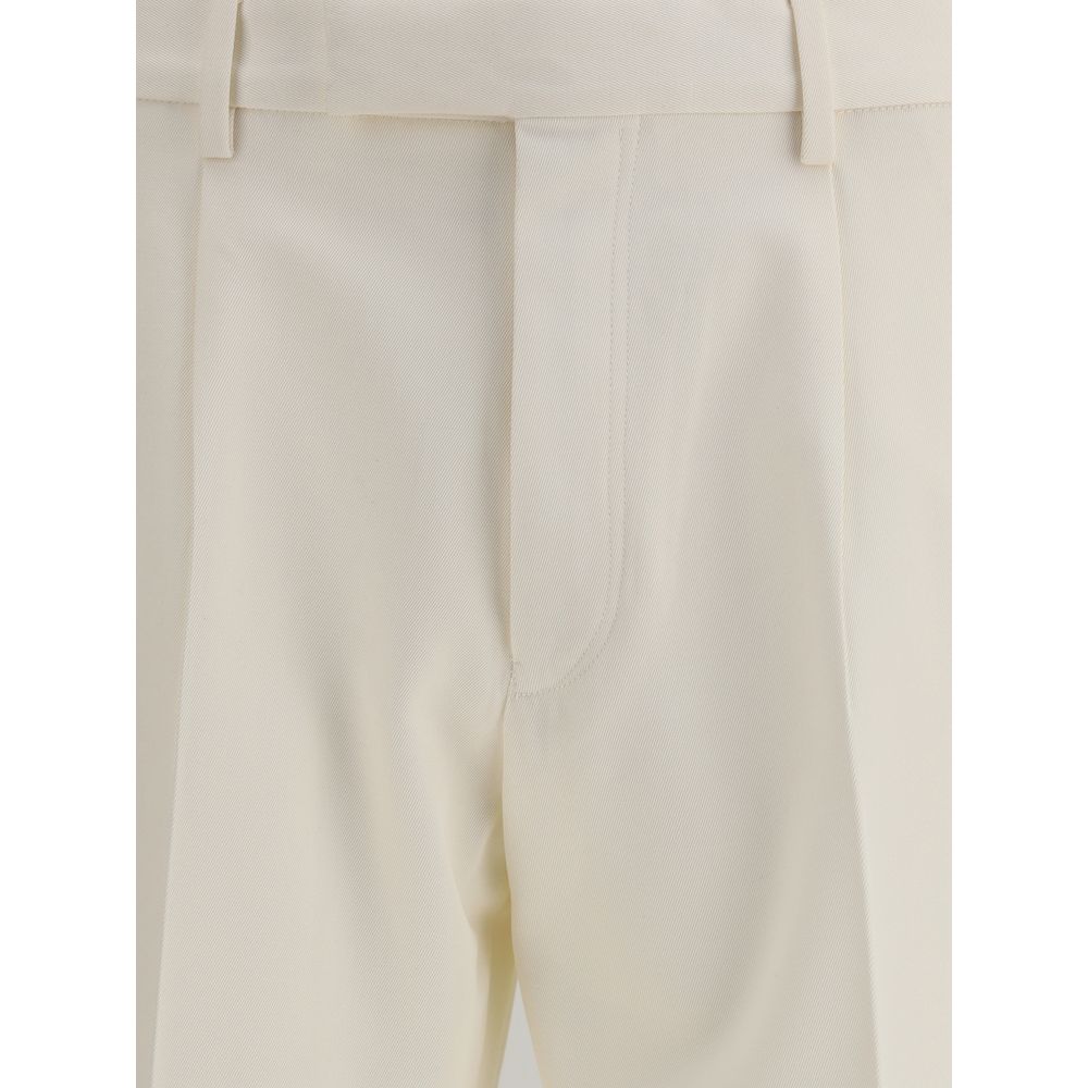ZEGNA White Cotton Dress Pants ZEGNA