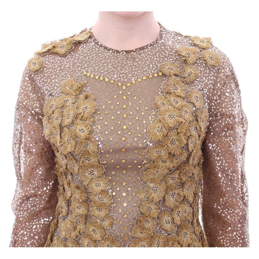 Lanre Da Silva Ajayi | GOLD Long Lace Maxi Crystal Dress | McRichard Designer Brands