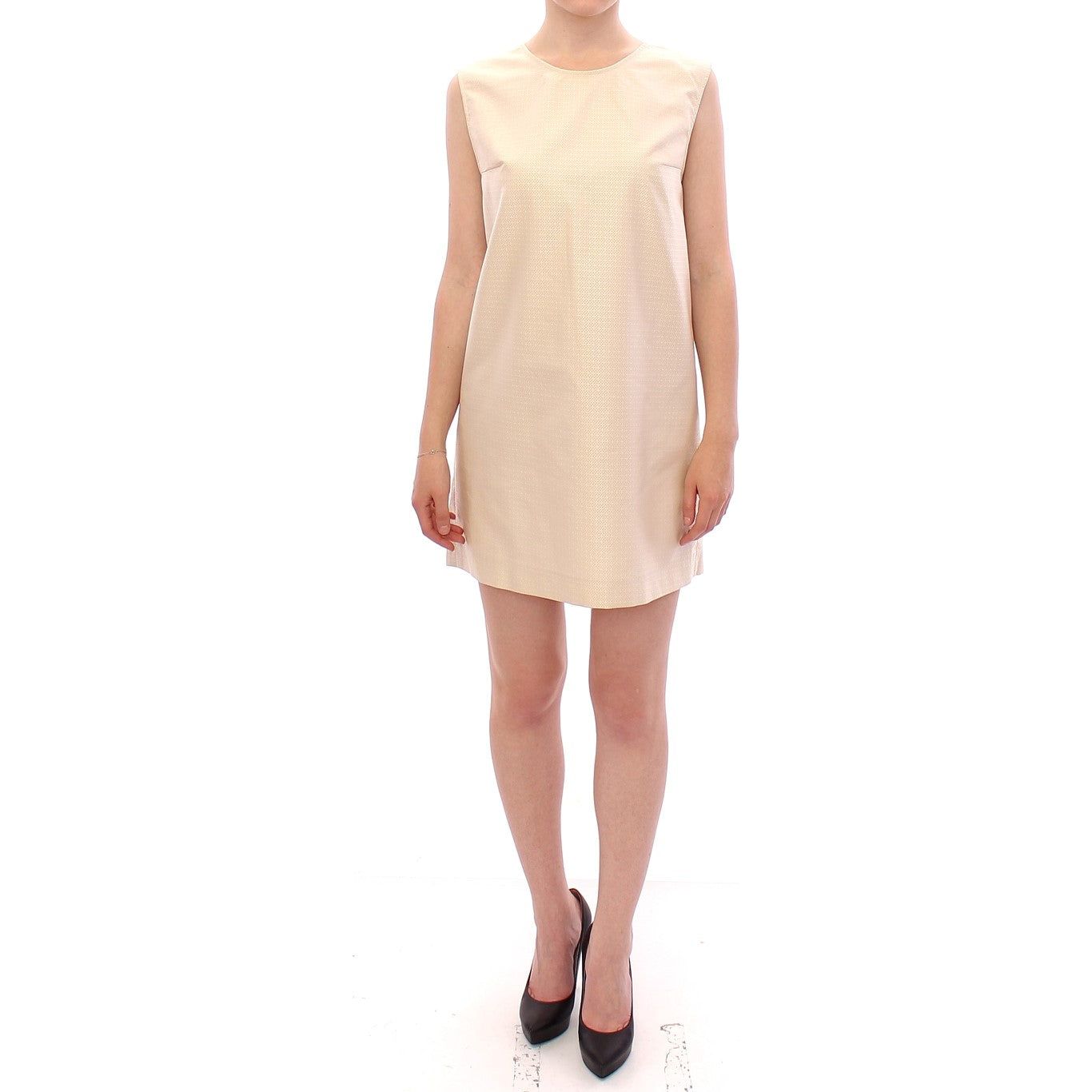 Andrea Incontri | Beige Sleeveless Shift Mini Dress | McRichard Designer Brands