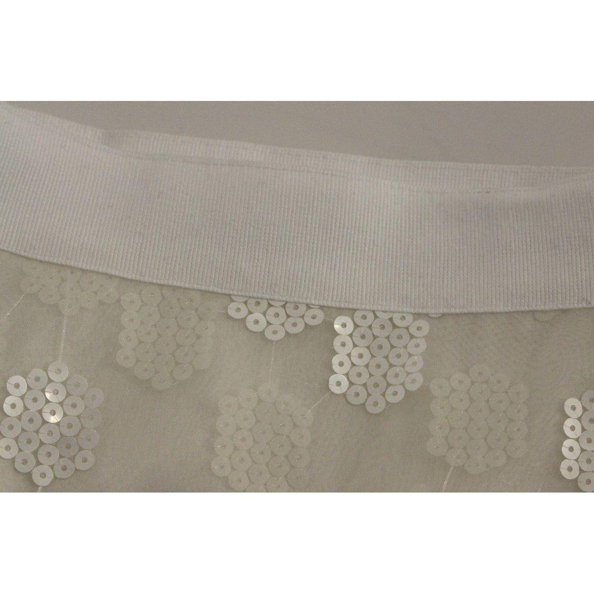 Koonhor | White Sequined Straight Pencil Skirt | McRichard Designer Brands