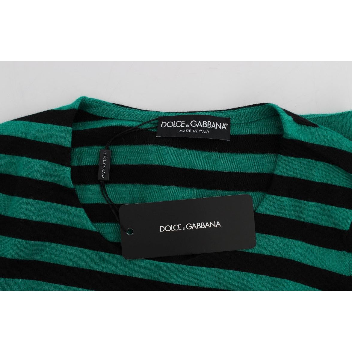 Dolce & Gabbana | Green Black Silk Cashmere Sweater | McRichard Designer Brands