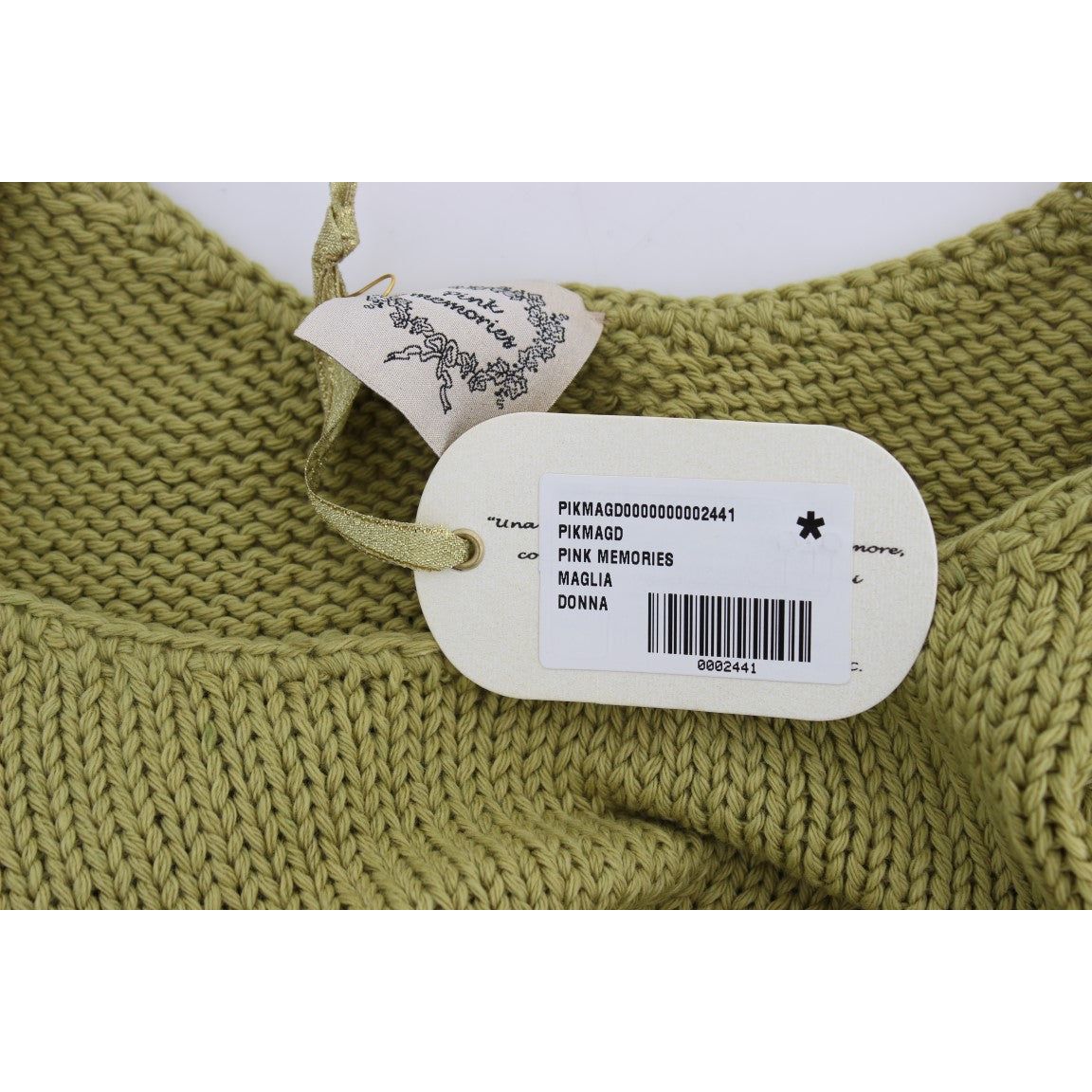 PINK MEMORIES | Green Cotton Blend Knitted Sleeveless Sweater | McRichard Designer Brands