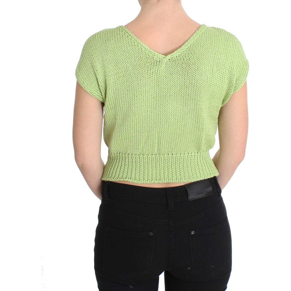 PINK MEMORIES | Green Cotton Blend Knitted Sweater | McRichard Designer Brands