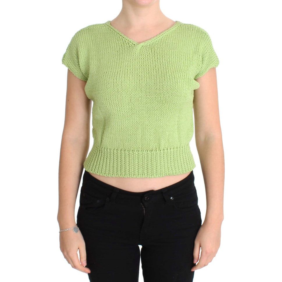 PINK MEMORIES | Green Cotton Blend Knitted Sweater | McRichard Designer Brands