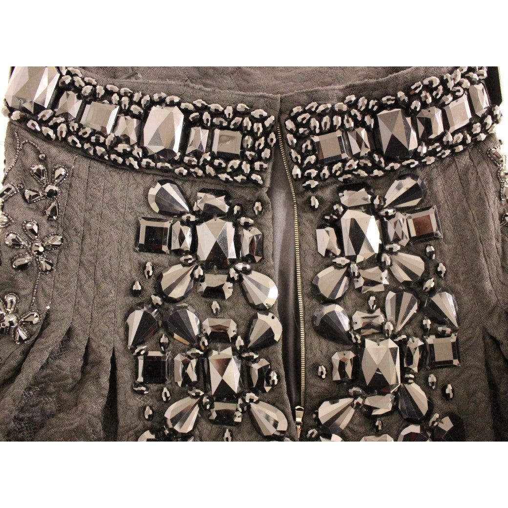 Dolce & Gabbana | Black Crystal Handmade Above Knee Skirt | McRichard Designer Brands