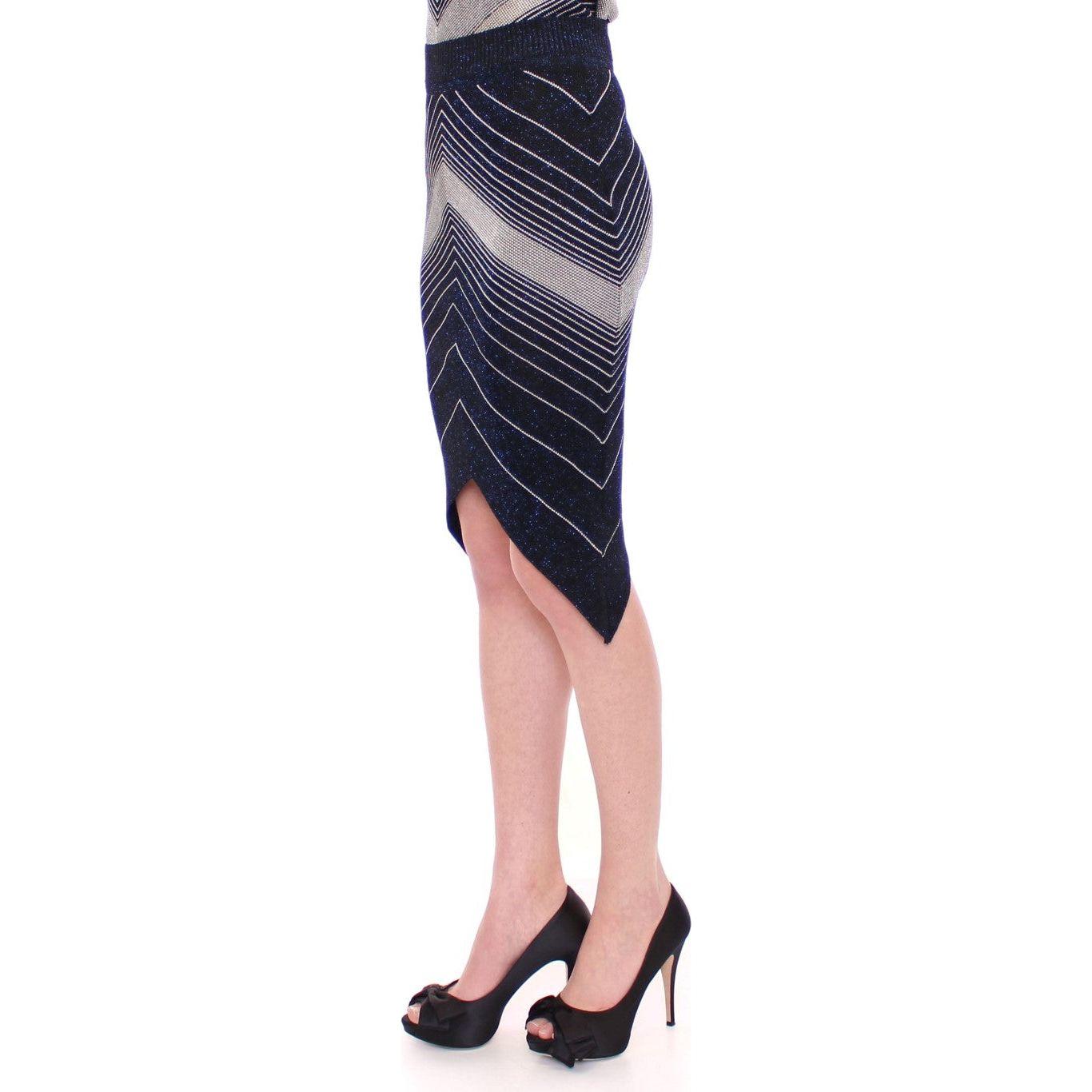 Alice Palmer | Knitted Chevron Striped Assymetrical Skirt | McRichard Designer Brands