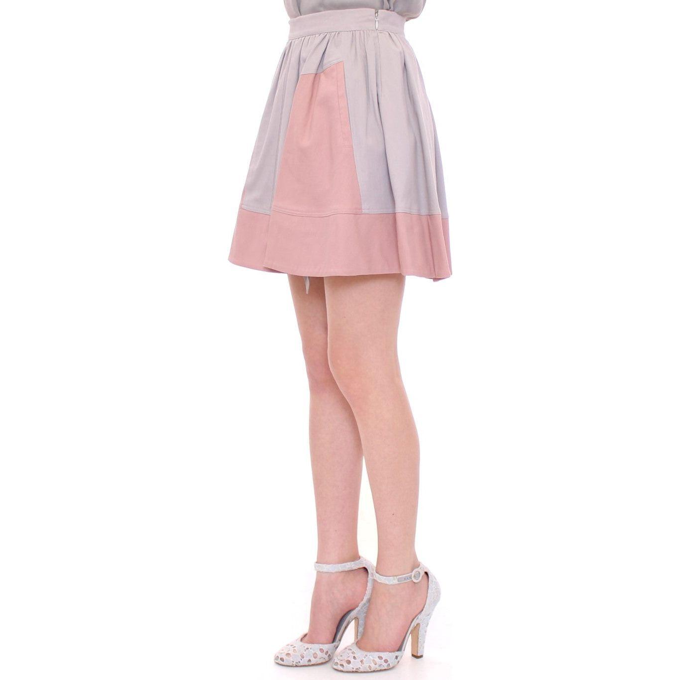 Comeforbreakfast | Pink Gray Mini Short Pleated Skirt | McRichard Designer Brands